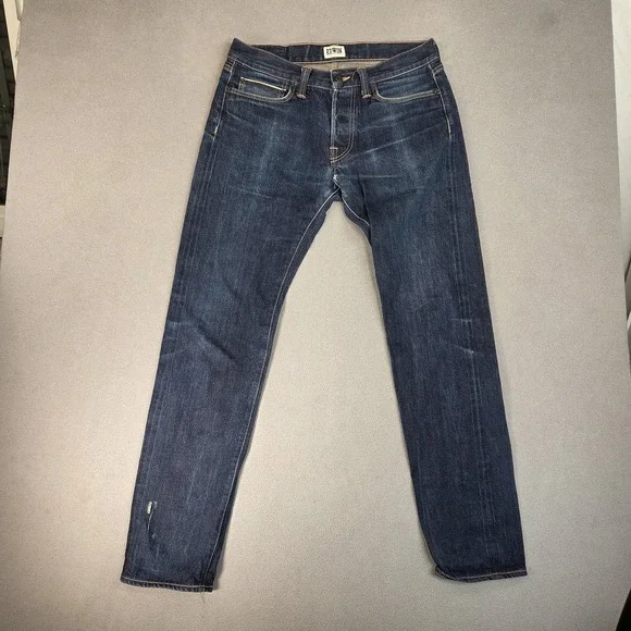 Edwin Jeans Mens 32x34 Blue Dark Wash ED-75 Mid Rise Tapered Japanese Denim - Picture 2 of 14
